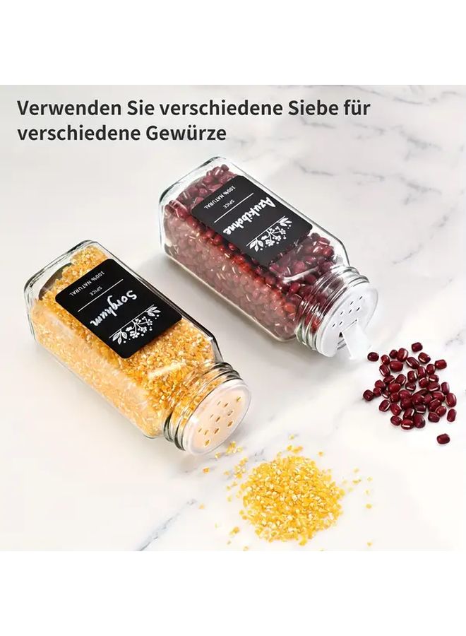 24 Pcs 120ml Square Glass Spice Jars With Lids Labels Funnel Brush Pen - Image 5